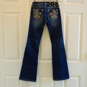 Miss Me Fleur de Lis Bling Embellished Bootcut Jeans Girls Boot Cut Size 12